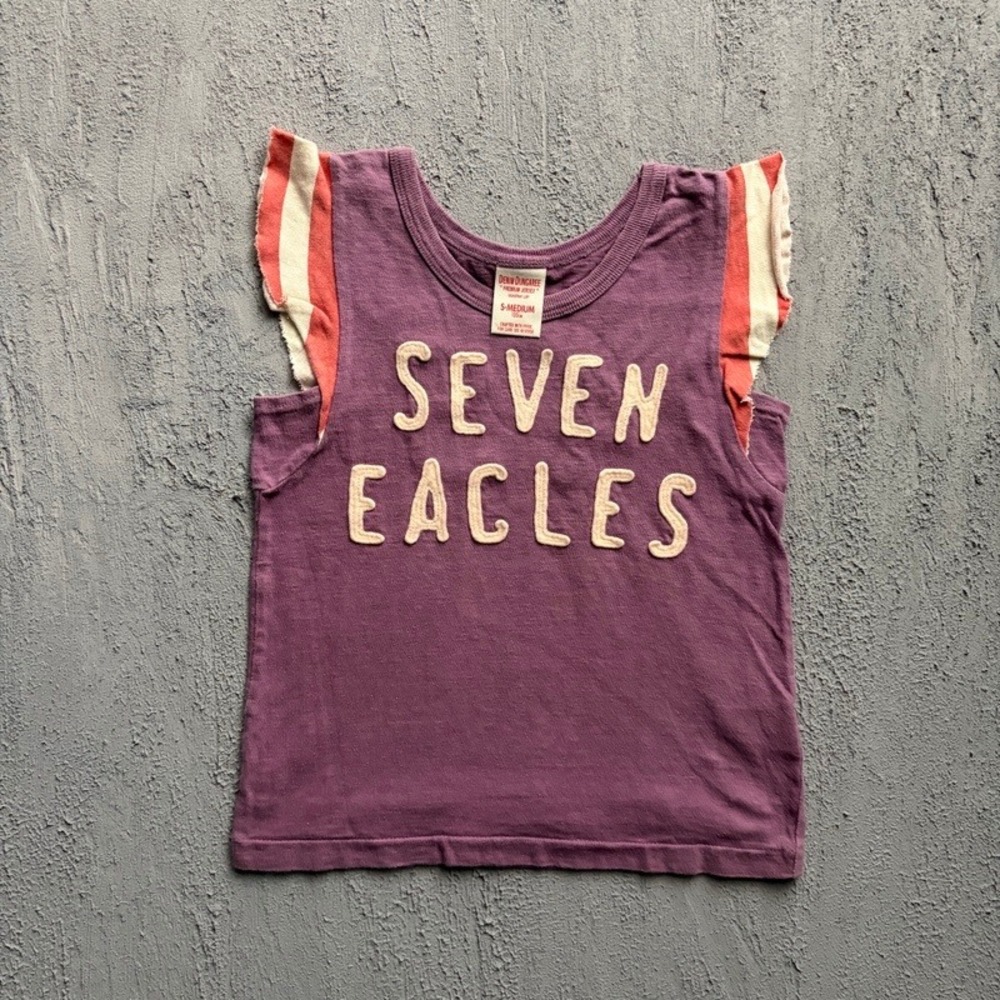 Denim Dungaree Tank Top Medium 120CM Purple Seven Eagles Japan Baby Tee